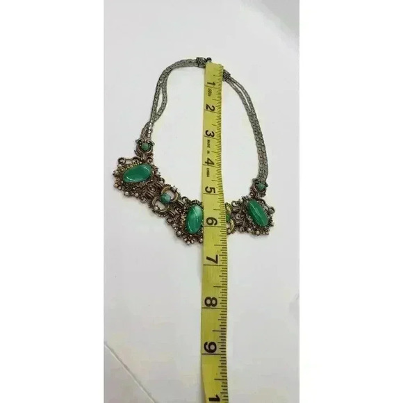 VTG Selro Selini unsigned Emerald Green Cabochon Necklace & Earrings Catalog Pc - Picture 9 of 16